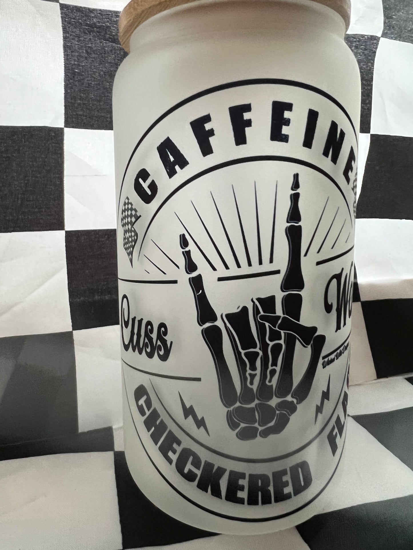 Caffeine, Cuss Words & Checkered Flags Sipper Jar