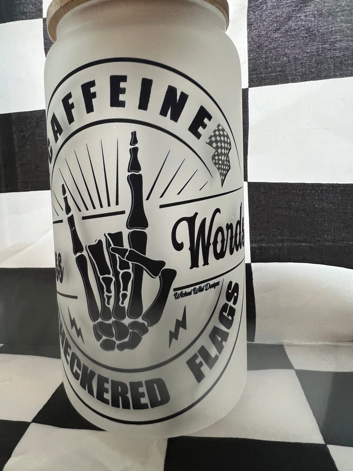 Caffeine, Cuss Words & Checkered Flags Sipper Jar