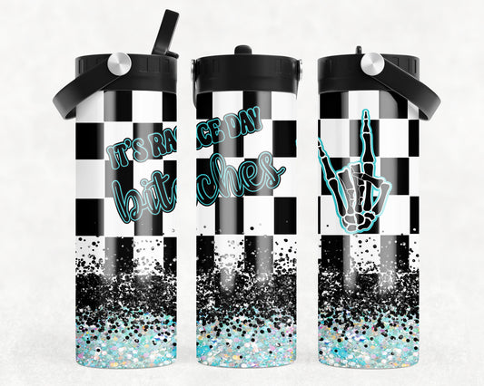 Race Day Bitches (Blue) Water Bottle 2-in-1