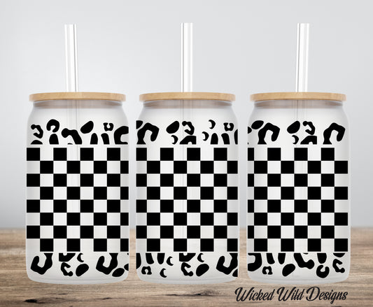 Checkered Leopard Mix-up Sipper Jar